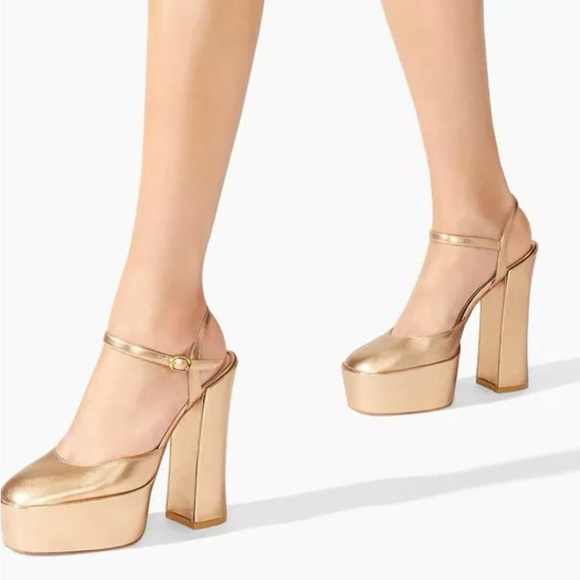 🔥🔥 Brand new Stuart Weitzman Metallic Leather Platform Pumps - super cute! - Picture 3 of 8